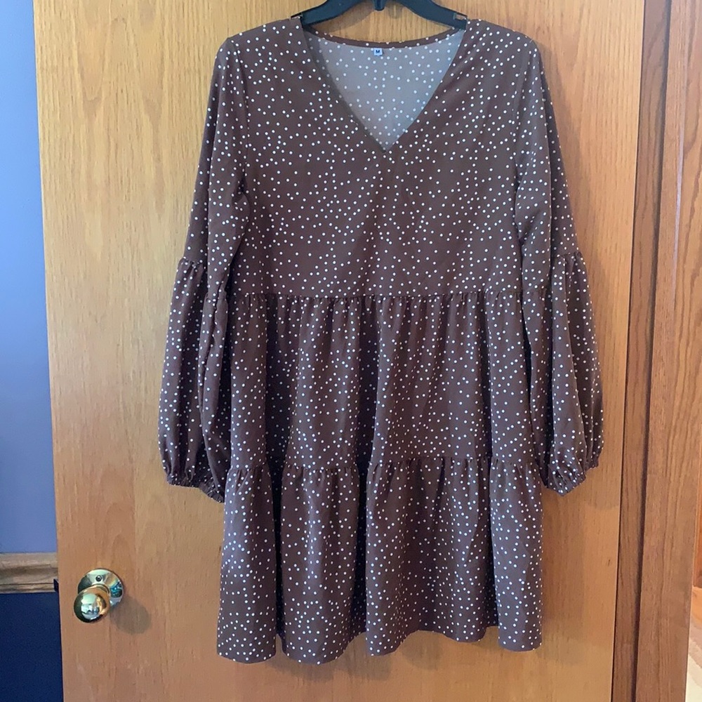 Women’s Dress - Brown w/ polka dots
